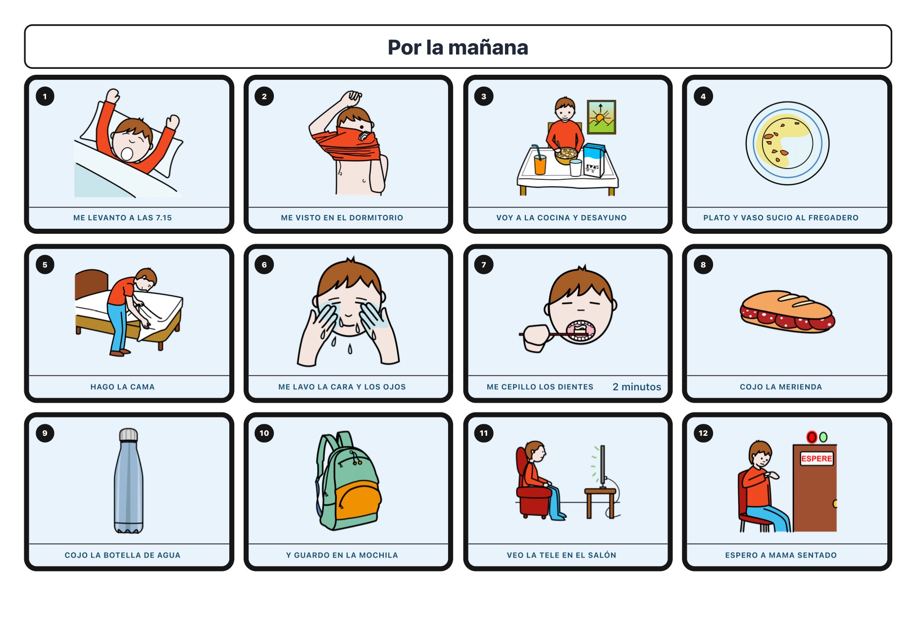 Ejemplo de rutina visual: Por la mañana